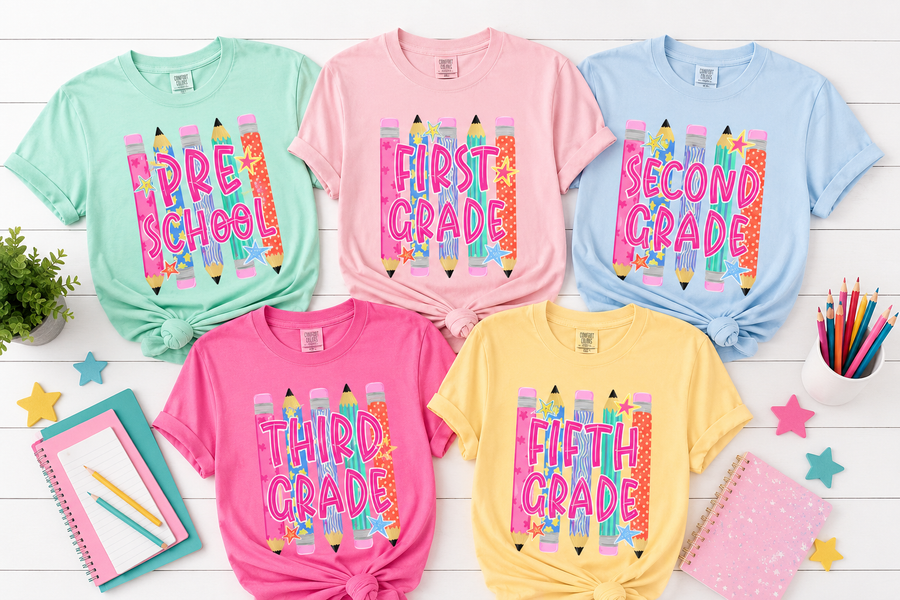 Grade Level Groovy Pencil Tee Youth