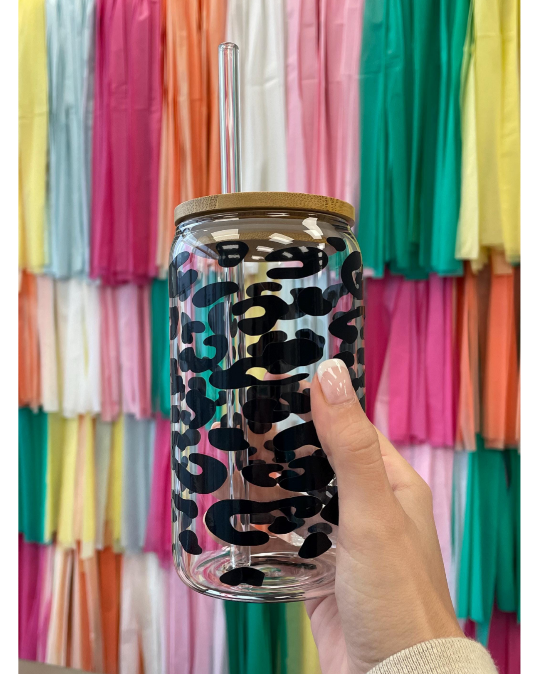 Leopard Print Glass Cup