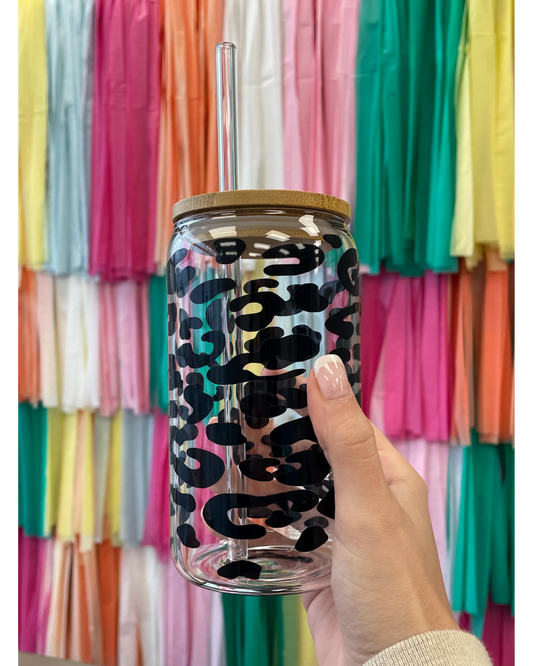 Leopard Print Glass Cup