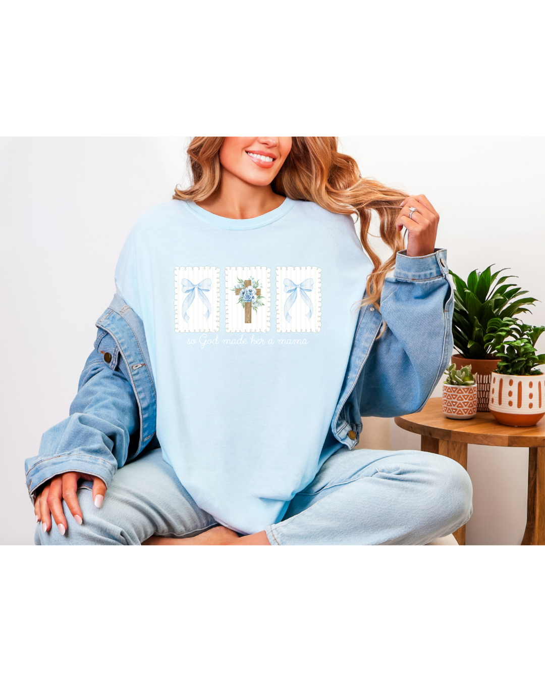So God Made Her a Mama - Blue Tee