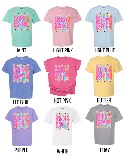 Grade Level Groovy Pencil Tee Youth