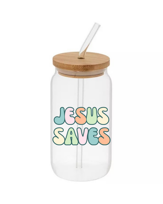 Jesus Saves Glass Cup
